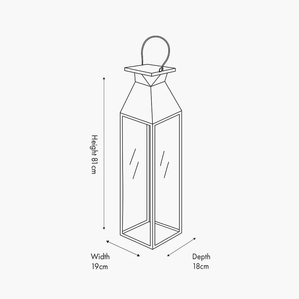 Black Stainless Steel and Glass Medium Tall Lantern - Image 3