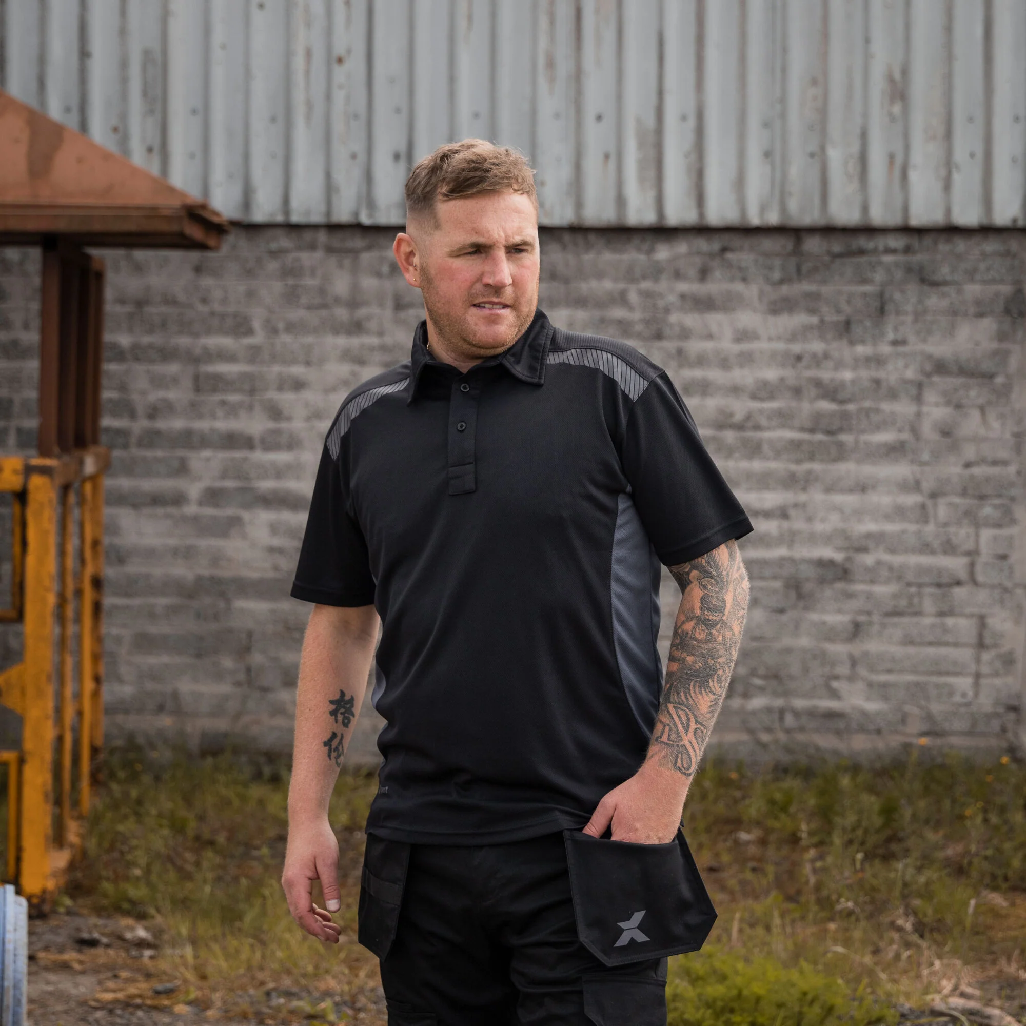 Xpert Pro Stretch Polo Shirt Black/grey - Image 3