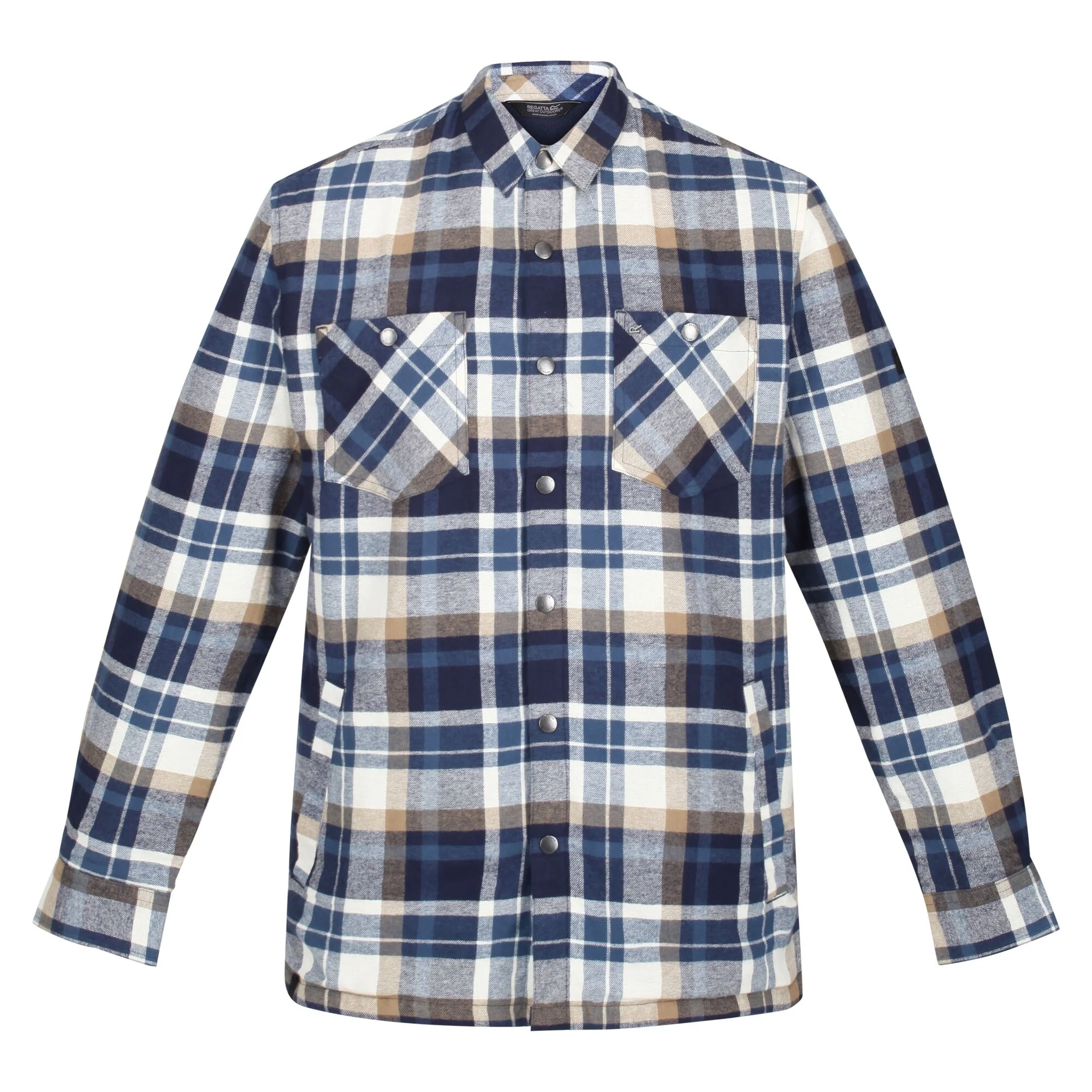 Regatta Men's AW23 Thamos Long Sleeved Checked Shirt | Navy Gold Sand Check