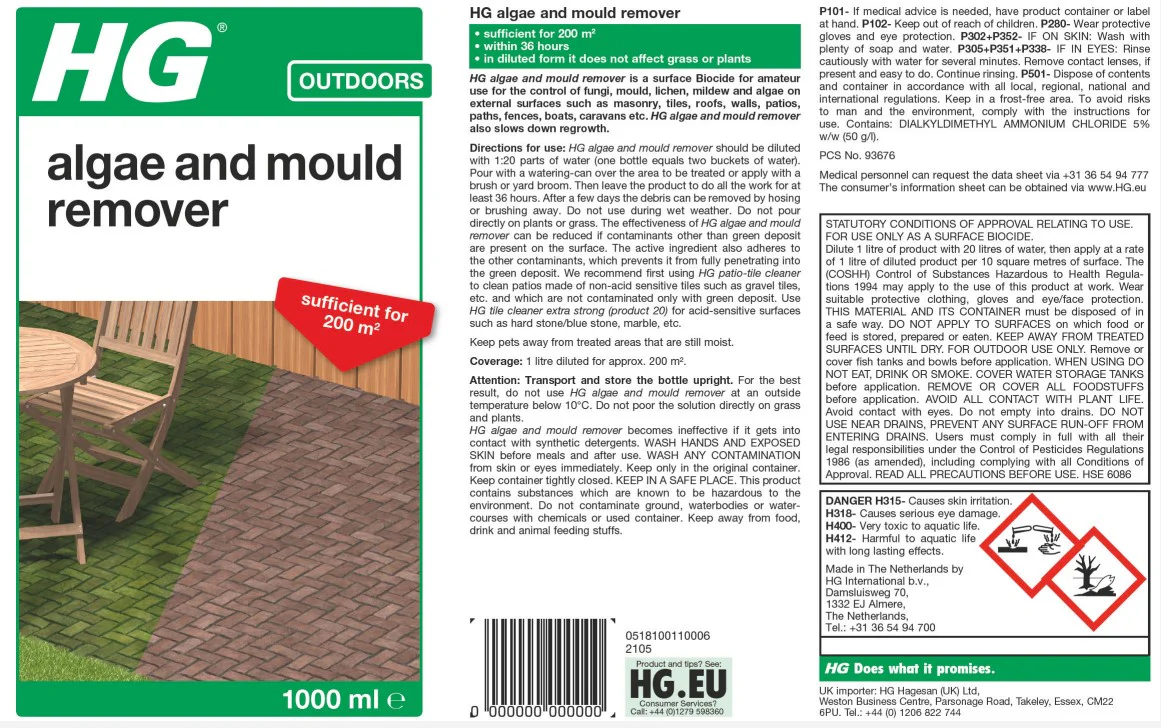 HG Garden Green Slime, Algae and Mould Remover - 1L - Image 2