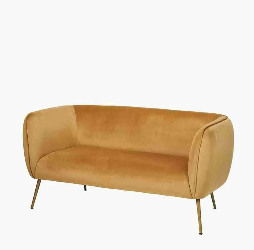 Lucca Gold Velvet and Metal Sofa - Image 3
