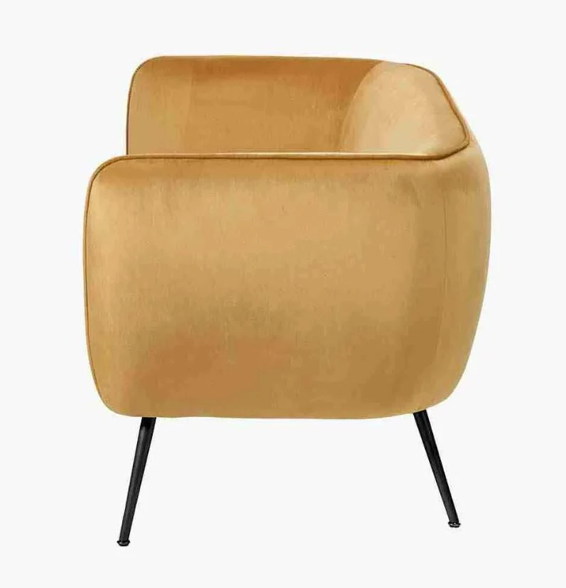 Lucca Gold Velvet and Metal Sofa - Image 4