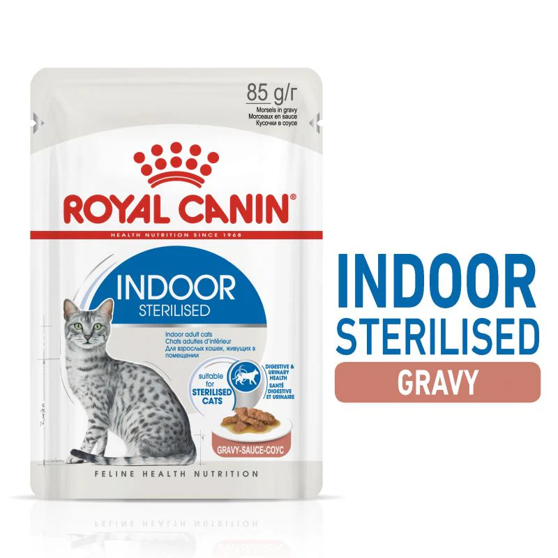 Royal Canin Indoor Sterilised In Gravy Pouches 85g X 12 Pack - Image 2