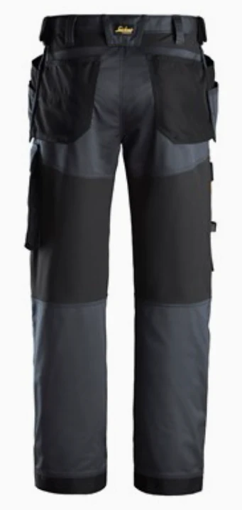 Snickers Stretch Loose Fit Trousers with Holster Pockets - Steel Grey/ Black - Image 2
